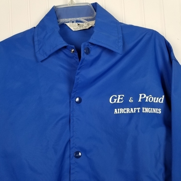 Vintage USA Windbreaker GE & Proud Aircraft Engines Helicopter Graphics Airplane - Picture 5 of 11